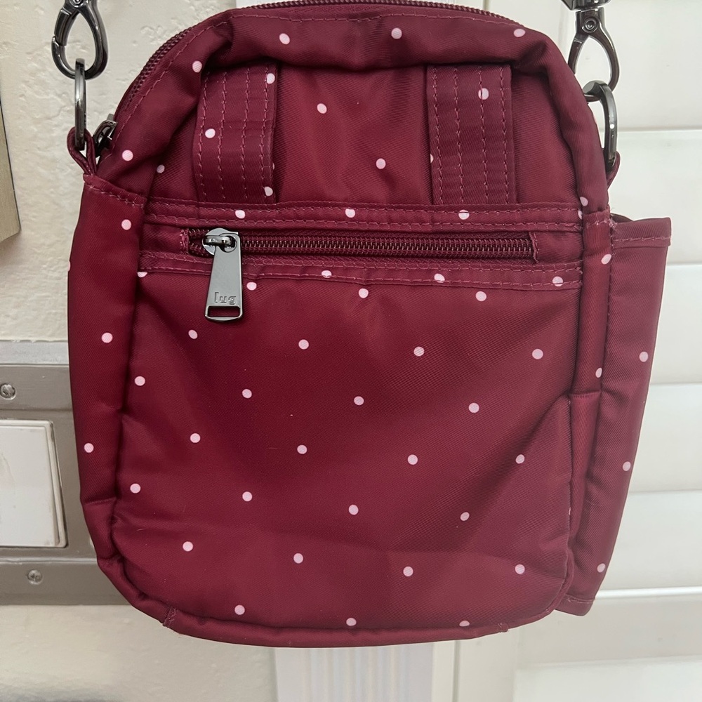 Stylish Burgundy Polka Dot Crossbody Bag